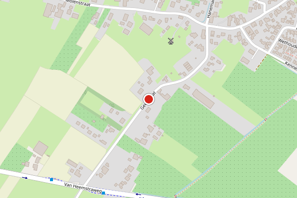 Brandweer-melding op Geerstraat, Winssen op 28 juni, kaart-overzicht