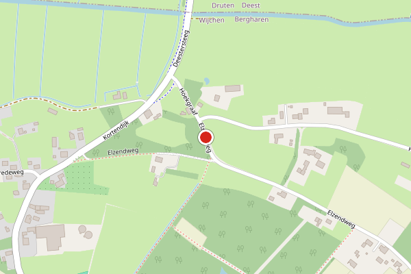 Brandweer-melding op Elzendweg, Bergharen op 28 juni, kaart-overzicht