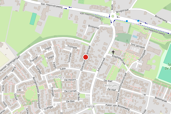 Brandweer-melding op Directeur Trompstraat, Ewijk op 28 juni, kaart-overzicht