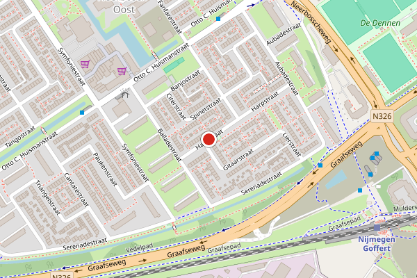 Brandweer-melding op Harpstraat, Nijmegen op 28 juni, kaart-overzicht