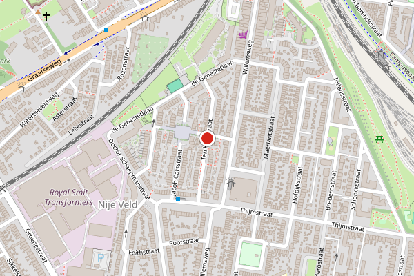 Brandweer-melding op Ten Katestraat, Nijmegen op 28 juni, kaart-overzicht