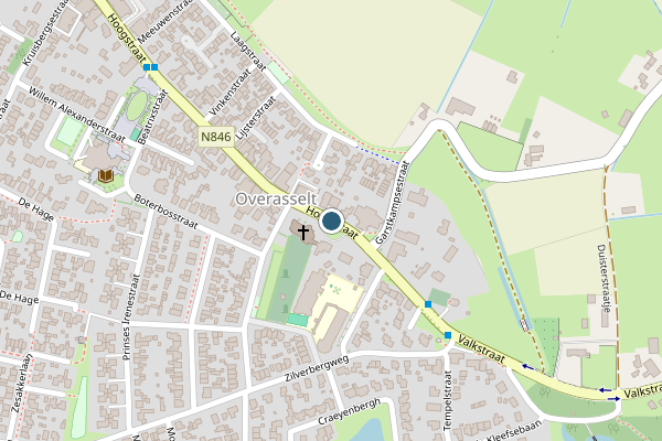 Politie-melding op Hoogstraat, Overasselt op 1 juli, kaart-overzicht