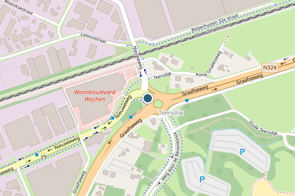 Politie-melding op Nieuweweg, Wijchen op 6 juli, kaart-overzicht