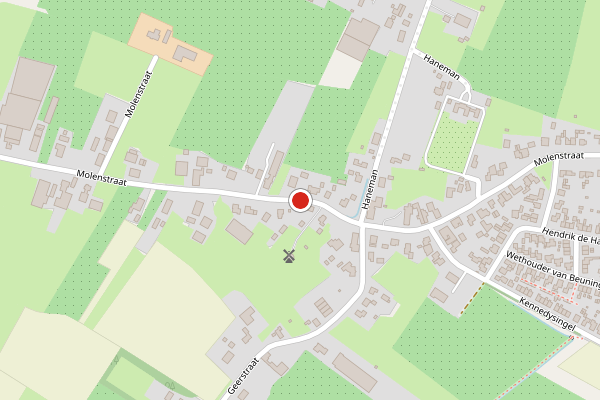 Brandweer-melding op Molenstraat, Winssen op 9 juli, kaart-overzicht