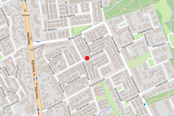 Brandweer-melding op Dahliastraat, Malden op 11 juli, kaart-overzicht