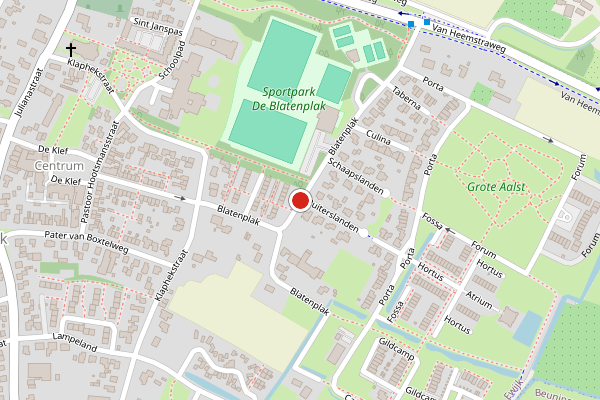 Brandweer-melding op Blatenplak, Ewijk op 12 juli, kaart-overzicht