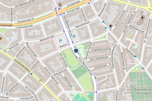 Politie-melding op Prins Bernhardstraat, Nijmegen op 15 juli, kaart-overzicht