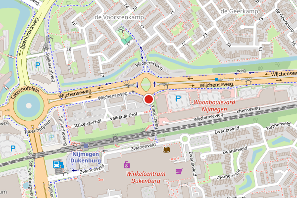 Brandweer-melding op Viaductweg, Nijmegen op 16 juli, kaart-overzicht