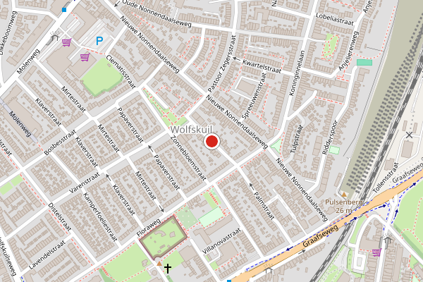 Brandweer-melding op Korenbloemstraat, Nijmegen op 20 juli, kaart-overzicht
