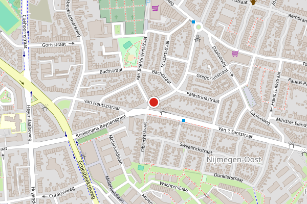 Brandweer-melding op Koolemans Beynenstraat, Nijmegen op 1 augustus, kaart-overzicht