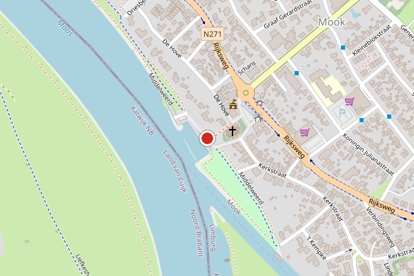 Brandweer-melding op Kadeweg, Mook op 2 augustus, kaart-overzicht