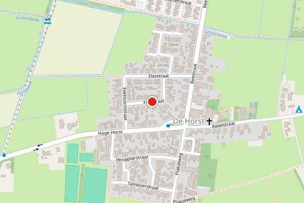 Brandweer-melding op Fretstraat, Groesbeek op 3 augustus, kaart-overzicht