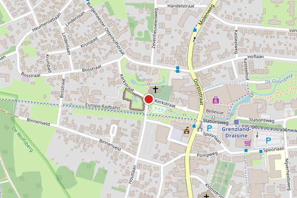 Brandweer-melding op Kerkstraat, Groesbeek op 3 augustus, kaart-overzicht