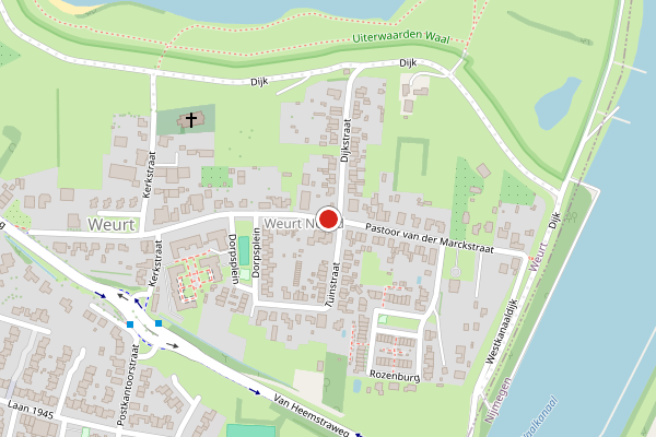Brandweer-melding op Pastoor van der Marckstraat, Weurt op 6 augustus, kaart-overzicht