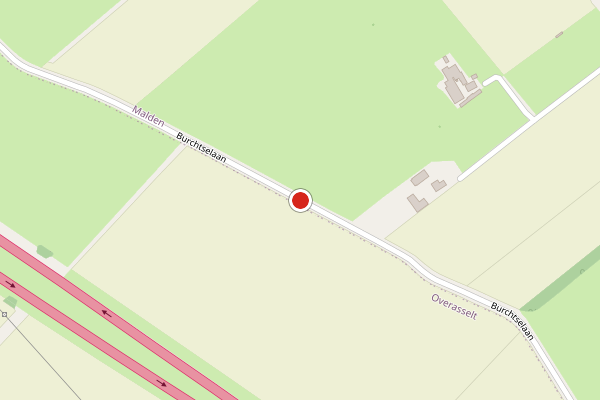 Brandweer-melding op Burchtselaan, Malden op 6 augustus, kaart-overzicht