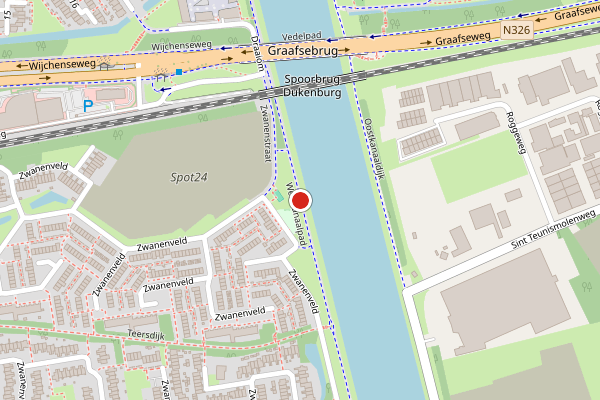 Brandweer-melding op Westkanaalpad, Nijmegen op 7 augustus, kaart-overzicht