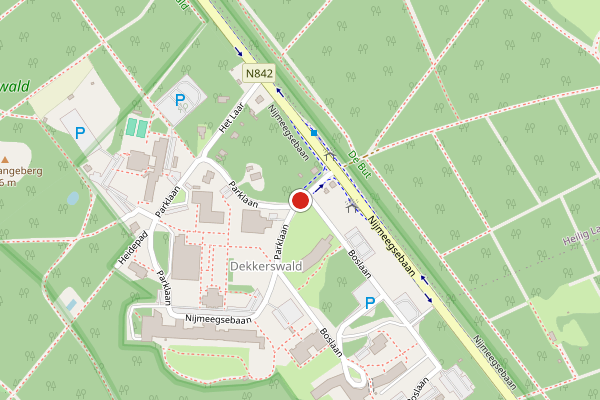 Brandweer-melding op Parklaan, Groesbeek op 1 juni, kaart-overzicht