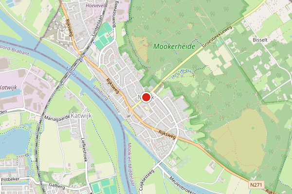 Brandweer-melding op Mookerplas, Mook op 24 mei, kaart-overzicht
