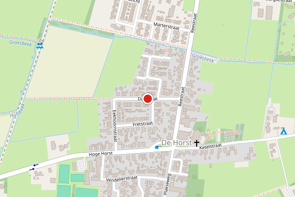 Brandweer-melding op Dasstraat, Groesbeek op 6 juni, kaart-overzicht