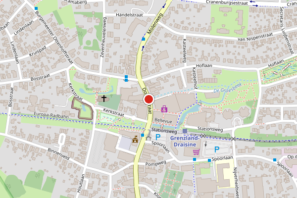 Brandweer-melding op Dorpsstraat, Groesbeek op 7 juni, kaart-overzicht