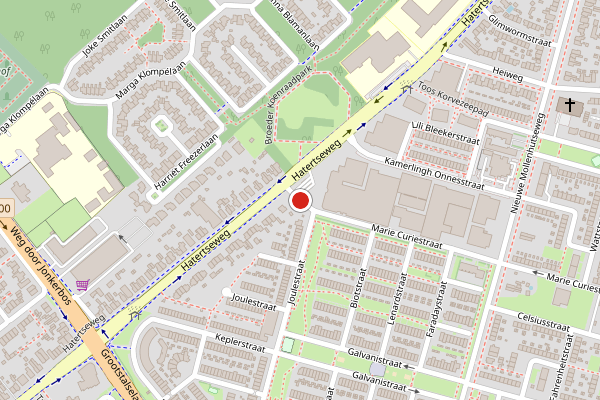 Brandweer-melding op Marie Curiestraat, Nijmegen op 8 juni, kaart-overzicht