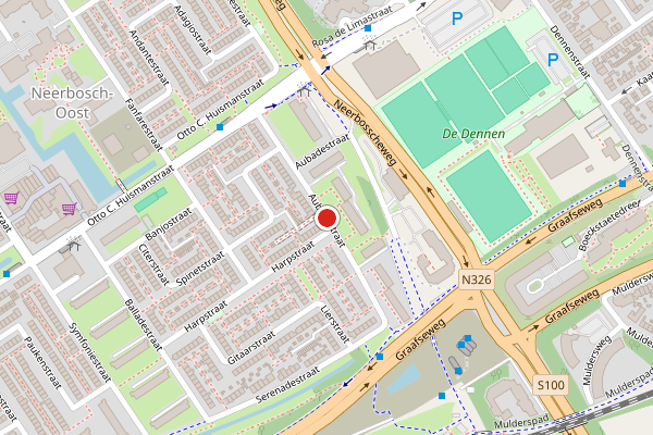 Brandweer-melding op Aubadestraat, Nijmegen op 14 juni, kaart-overzicht