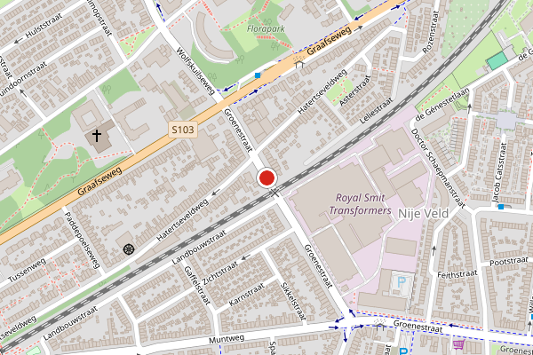 Brandweer-melding op Groenestraat, Nijmegen op 15 juni, kaart-overzicht