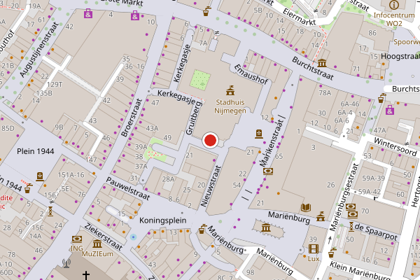 Brandweer-melding op Nieuwstraat, Nijmegen op 20 juni, kaart-overzicht