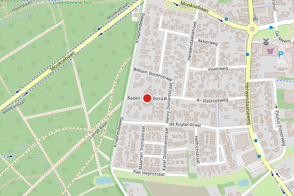 Brandweer-melding op Baden Powellstraat, Groesbeek op 22 juni, kaart-overzicht