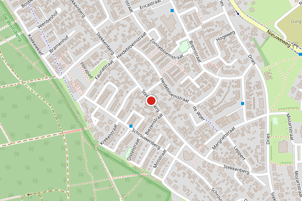 Brandweer-melding op Stekkenberg, Groesbeek op 23 juni, kaart-overzicht