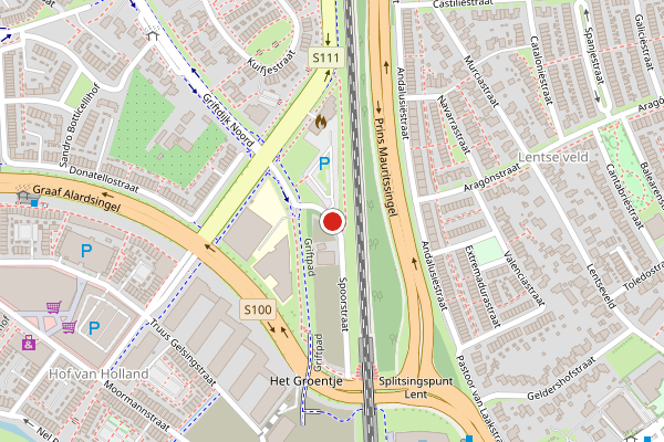 Brandweer-melding op Spoorstraat, Lent op 25 juni, kaart-overzicht