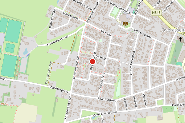 Brandweer-melding op De Kruiskamp, Overasselt op 26 juni, kaart-overzicht