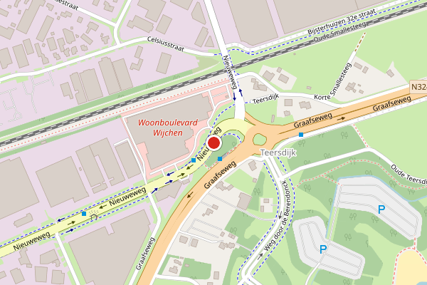 Brandweer-melding op Nieuweweg, Wijchen op 26 juni, kaart-overzicht