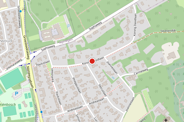 Brandweer-melding op Koning Davidlaan, Heilig Landstichting op 27 juni, kaart-overzicht